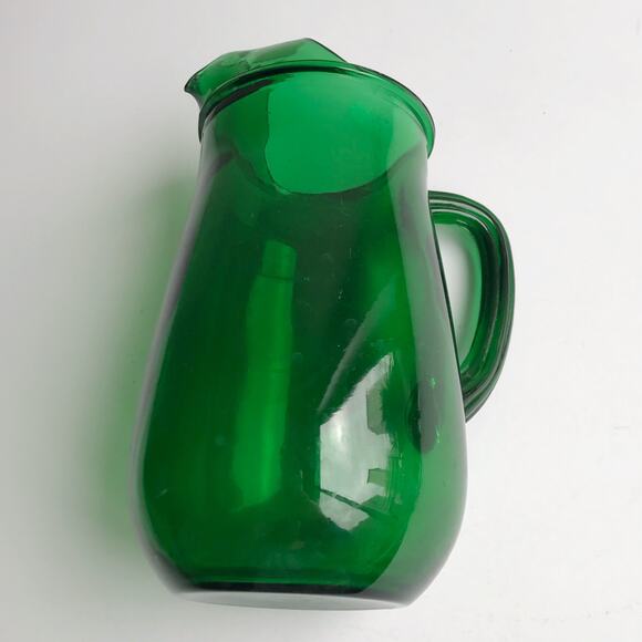 Vintage MCM Anchor Hocking Emerald Green Glass Water Pitcher 5 Cup Juice Drink - Picture 13 of 15